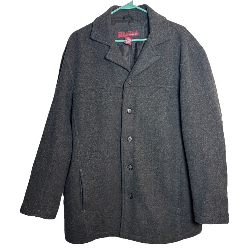 Merona Men's Medium Wool /‎ Cashmere Blend Dark Grey Coat – Button Front Jacket